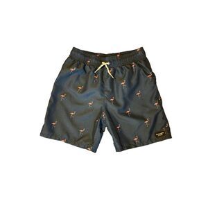 Abercrombie Kids Flamingo Swim Trunks boys 13/14 Navy pink preppy swimsuit